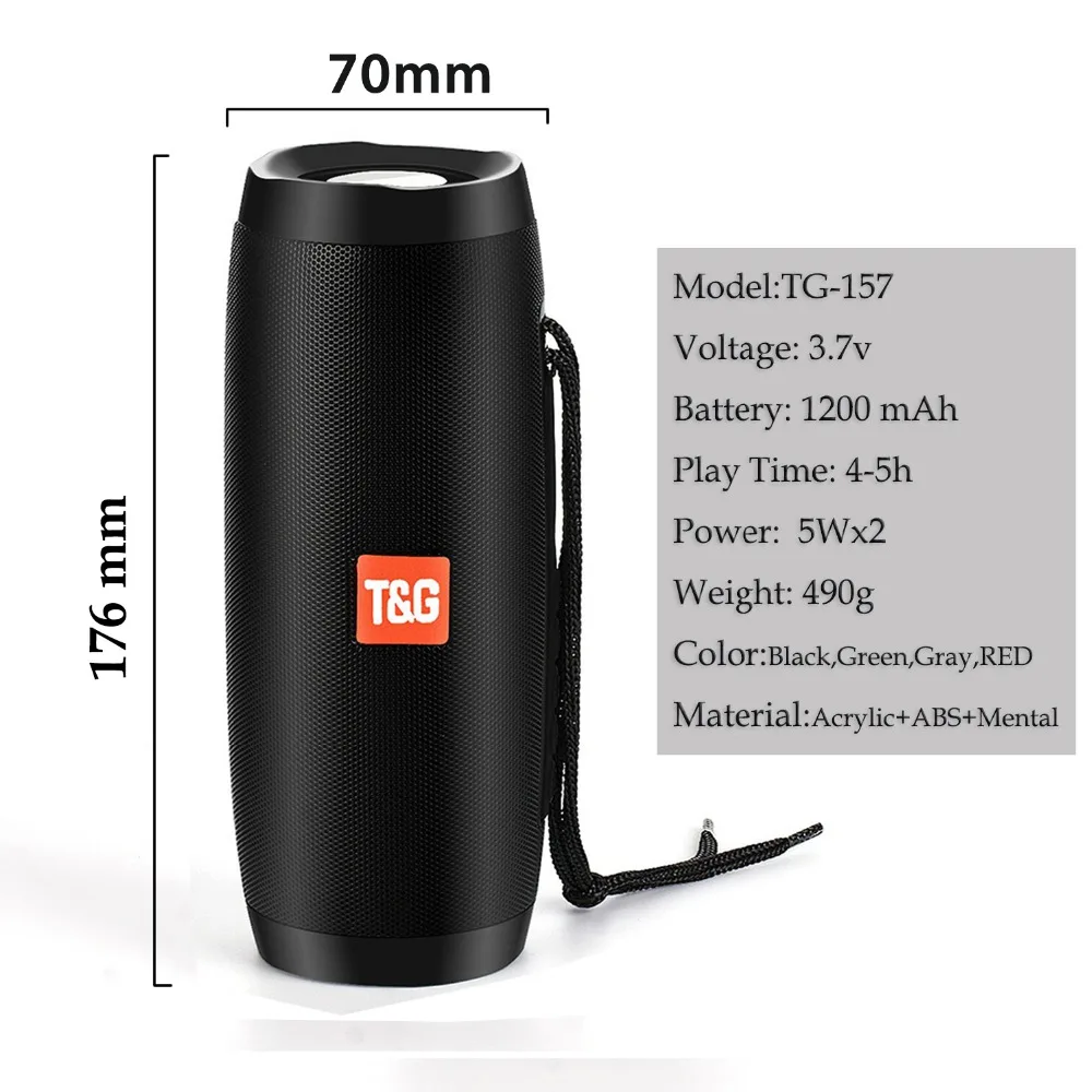 Портативный динамик водонепроницаемый Bluetooth светодиодный громкий беспроводной
