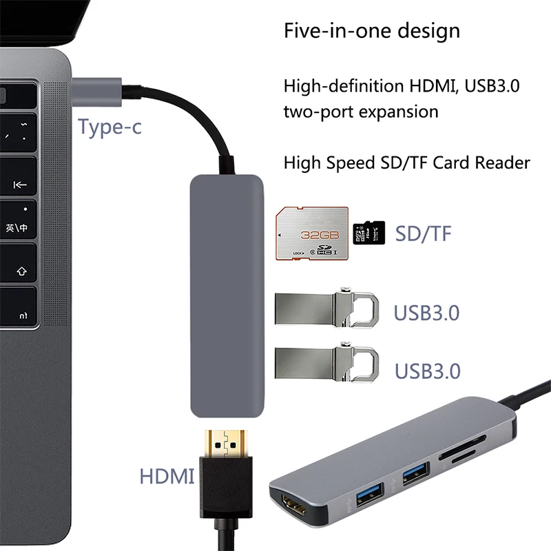 RCTDH Thunderbolt 3 USB-C док-станция USB Type C до 0 HDMI концентратор адаптер для MacBook Huawei Mate 20 P20 Pro