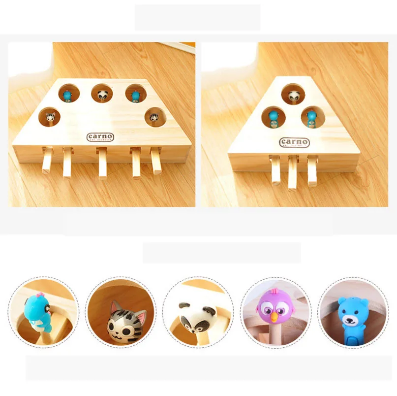 HIPET интерактивные деревянные игрушки для кошек, забавные игрушки для кошек, игрушки для кошек, обучающие игрушки для кошек с 3/5 отверстиями