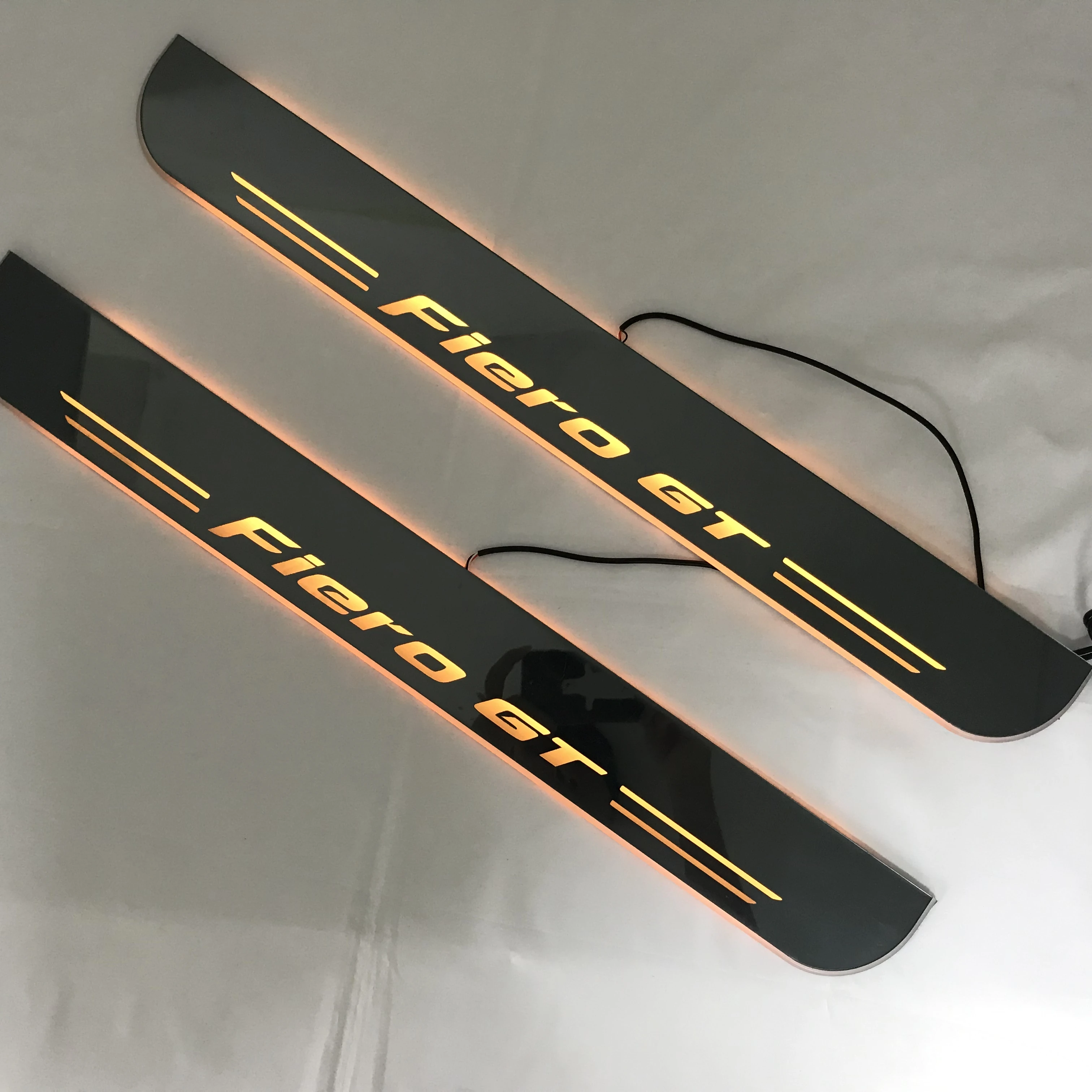 

RQXR led moving door scuff for pontiac fiero GT 87 88 dynamic door sill plate flat lining overlay, 2pcs