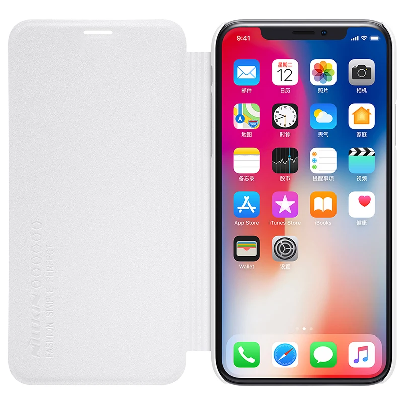 Чехол книжка NILLKIN для iPhone Xs Max XR X Блестящий Матовый кожаный чехол Apple