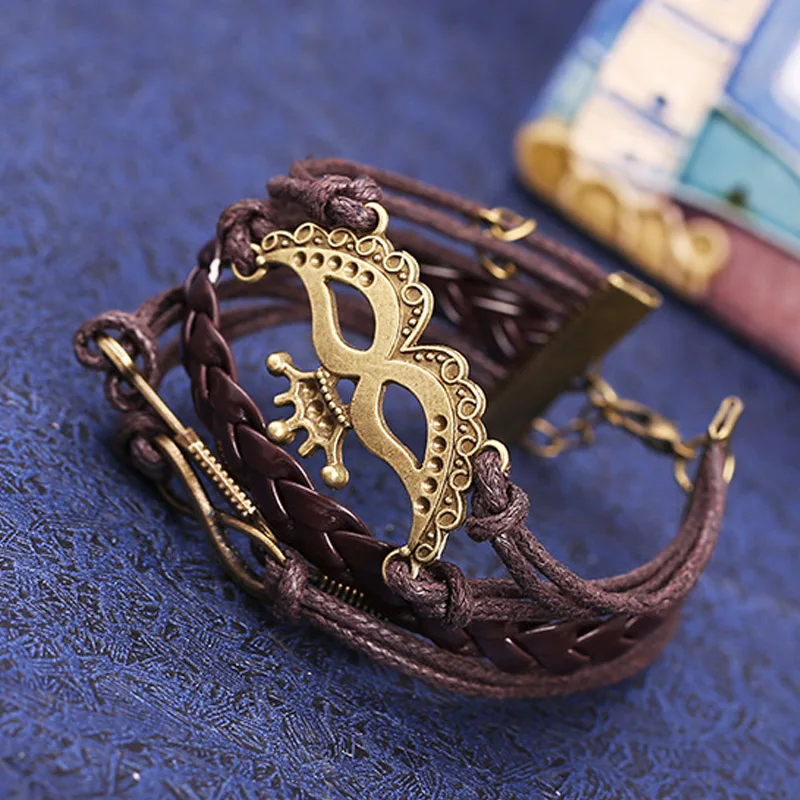 1 Набор Многослойный кожаный браслет мужские ювелирные изделия рок бронза любовь