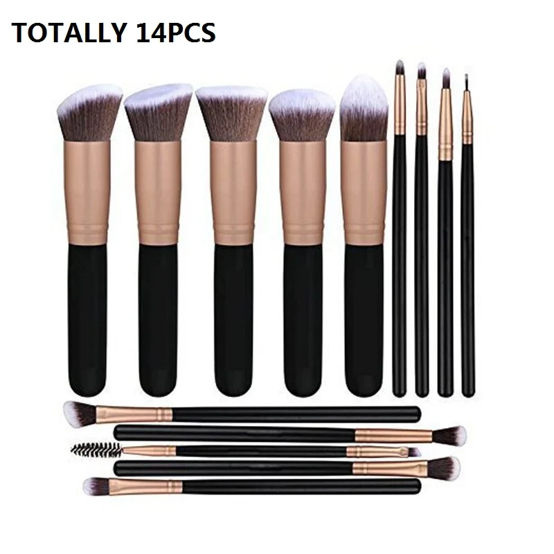 14pcs per set Набор кистей для макияжа, профессиональные 16 шт./партия, набор кистей для макияжа, растушевывание теней, подводка для глаз для ресниц и бровей, кисть для грима - Handle Color: 14pcs per set