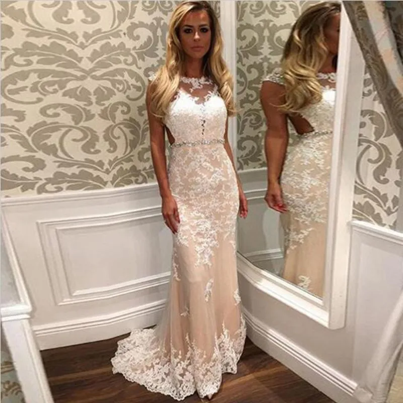 Vestidos De Festa с длинным рукавом Пром платье аппликации линии Формальные Свадебная вечеринка платье - Цвет: Шампанское