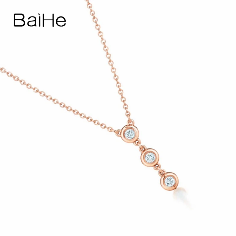 BAIHE однотонные 18K розовое золото 0.24CT природные Бриллианты Женские подарок на