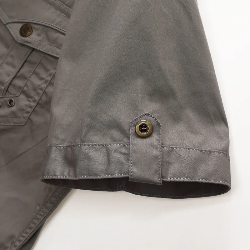 Рубашка мужская с отложным воротником хлопок короткий рукав стиль милитари