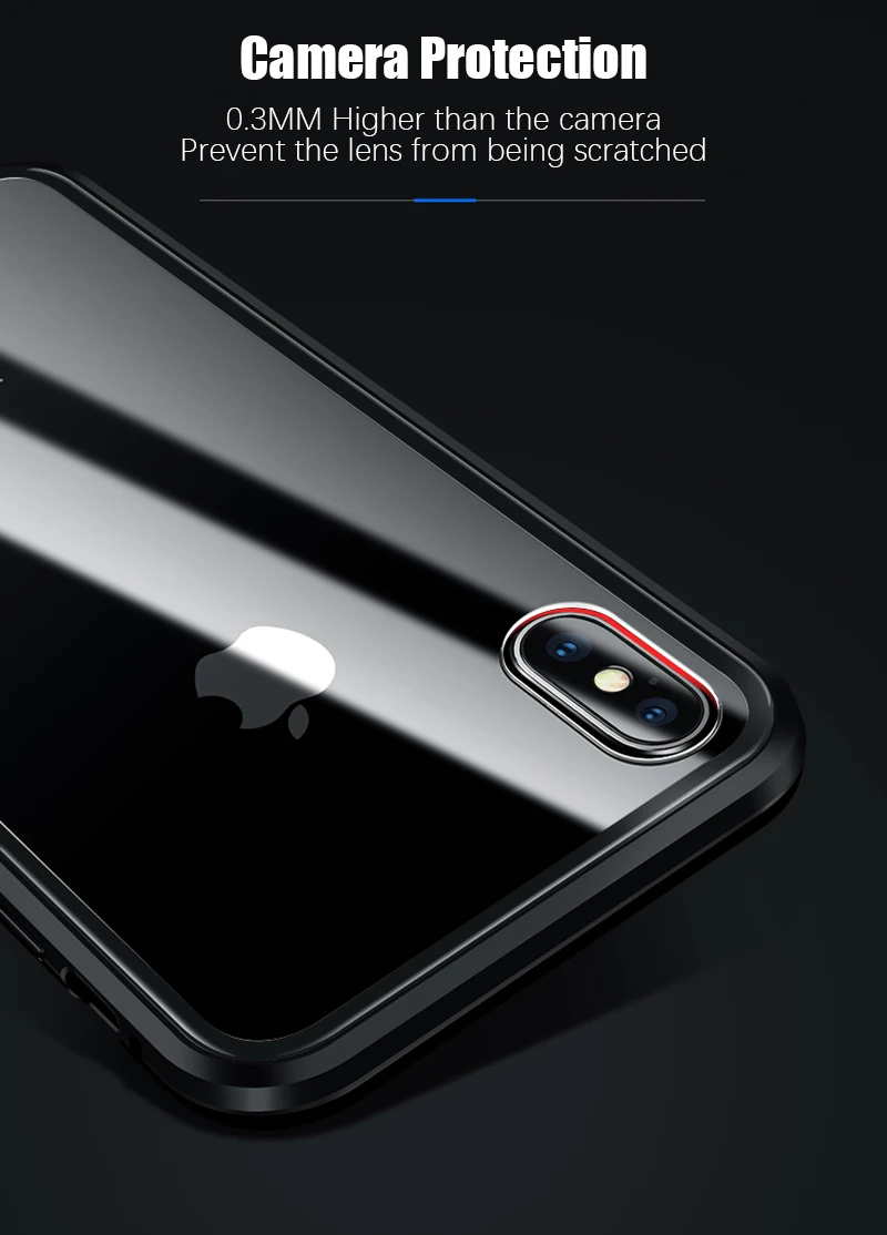 Прозрачный двусторонний закаленное стекло Магнитная адсорбции флип чехол для