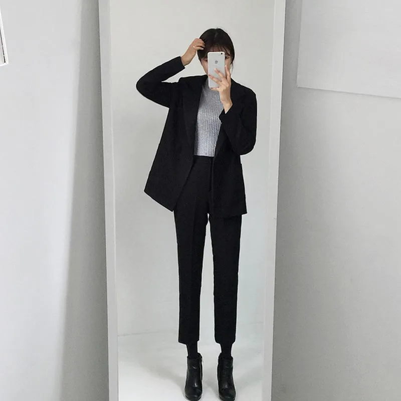 Женский Повседневный костюм комплект из двух предметов Свободный Тонкий и брюки