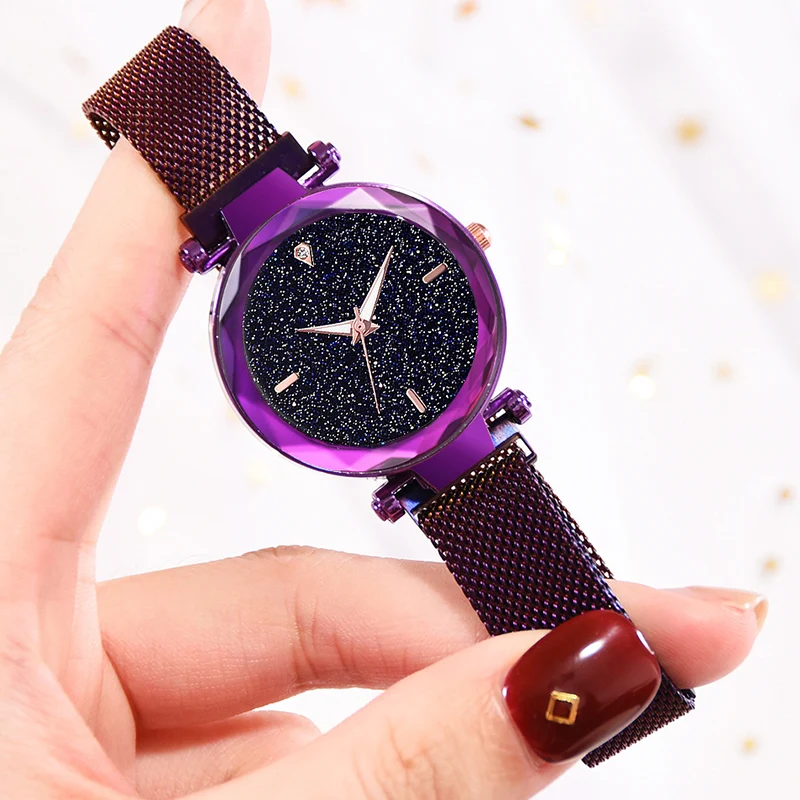 Luxury Rose Gold Women Watch Magnet Starry sky Wrist For Ladies Female Wristwatch | Наручные часы