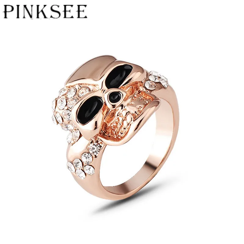 PINKSEE Золотое кольцо в стиле панк с кристаллами женское и мужское ювелирное