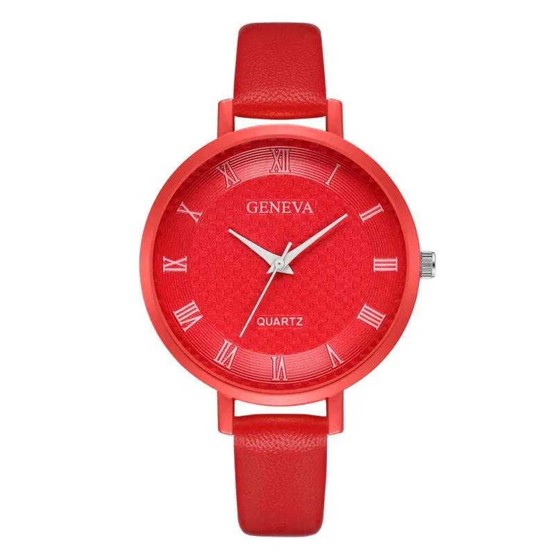 2018 новые модные женские Женевские римские цифры кожаные Аналоговые кварцевые