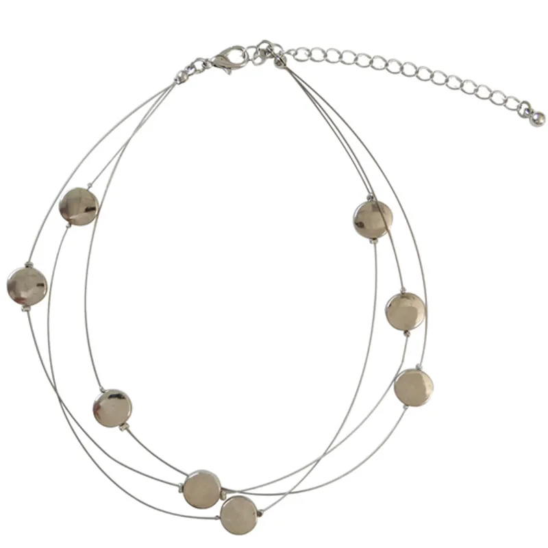 

Multi-Layor Short Necklace Round Wafer 2018 New Fashion Jewelry Clavicle Necklace