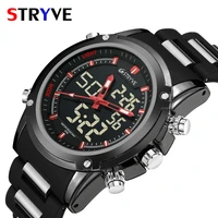 top men watches luxury brand stryve quartz led dual time clock sports waterproof men army military wrist watch relogio masculino