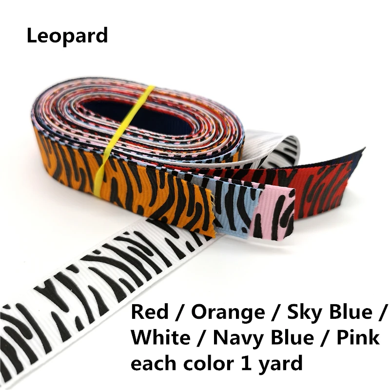 Leopard 6 ярдов 3/" Цветная Смешанная лента ручной работы 10 узоров корсажная лента бант зажимы ремесла Свадебная вечеринка лента для украшения - Цвет: Leopard