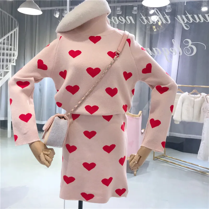 ALPHALMODA осенне зимняя женская одежда с длинным рукавом Водолазка принтом сердца