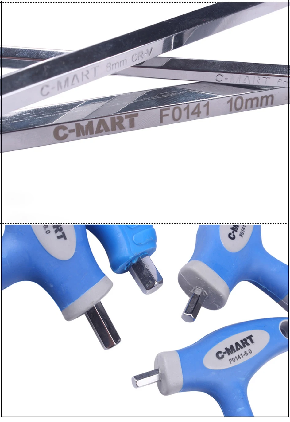 C-Mart ручной инструмент 2,5/3/4/5/6/8/10 мм хром-ванадиу Сталь внутренний шестигранный ключ, дюймовый стандарт Т-образная ручка, дюймовый стандарт allen шестигранный ключ разводной раздвижной гаечный ключ