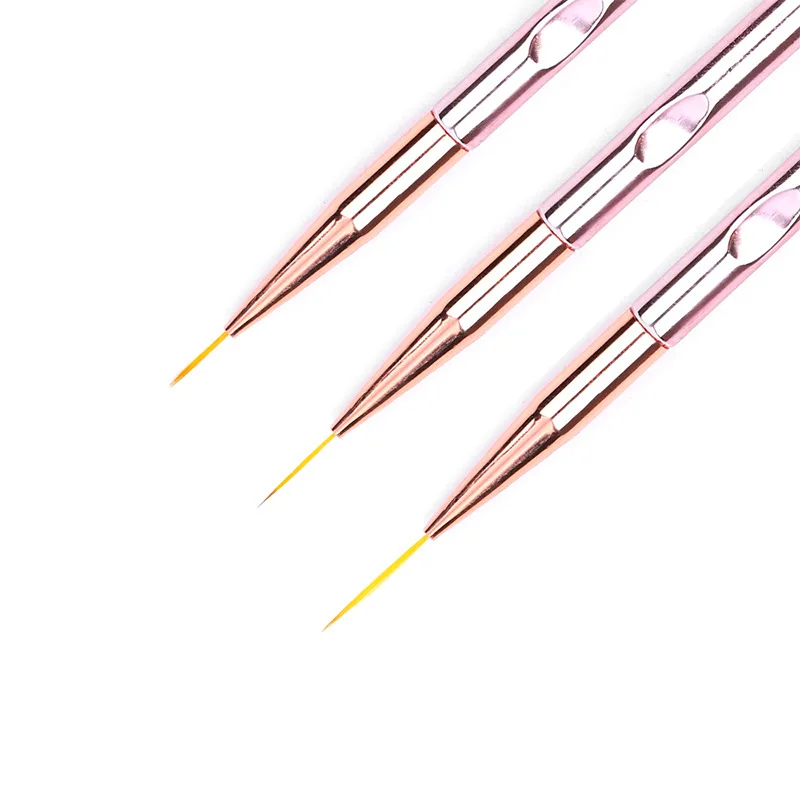 3 шт./компл. розовое золото ногтей линии Pen Картина кисти UV гель для Советы Цветок