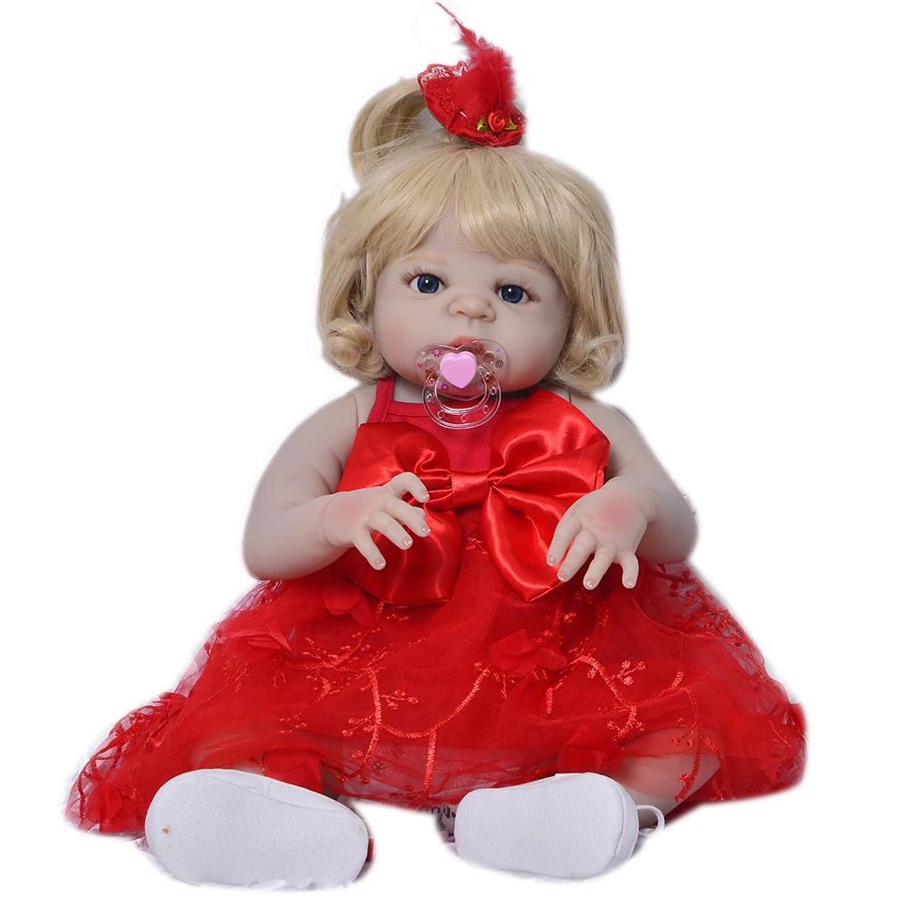 

57 см всего тела силикона reborn baby doll игрушки Реалистичные очаровательны Коллекционная кукла bebe малышей Рождественский подарок купаться игру...