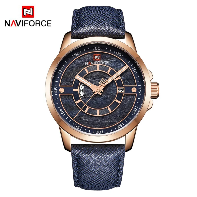 NA915101 without box Relogio Masculino, новинка, мужские часы NAVIFORCE, спортивные, водонепроницаемые, наручные, военные, армейские, деловые, кожаный ремешок, кварцевые мужские часы 9151 - Цвет: NA915101 without box