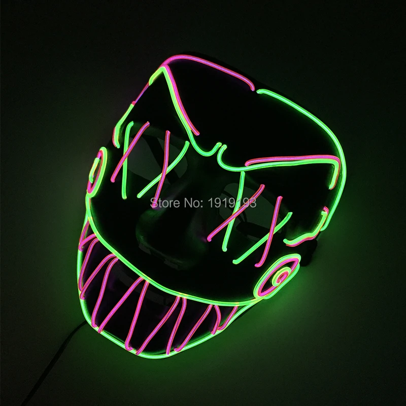 Rave костюм для вечеринки Sawtooth дизайн Led маска на Хеллоуин в виде черепа шок тема EL