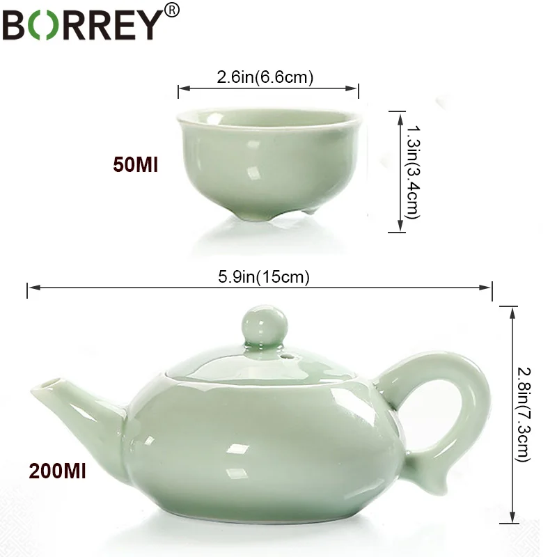 Классический китайский чайный сервиз BORREY фарфоровый Celadon чашки ручная роспись