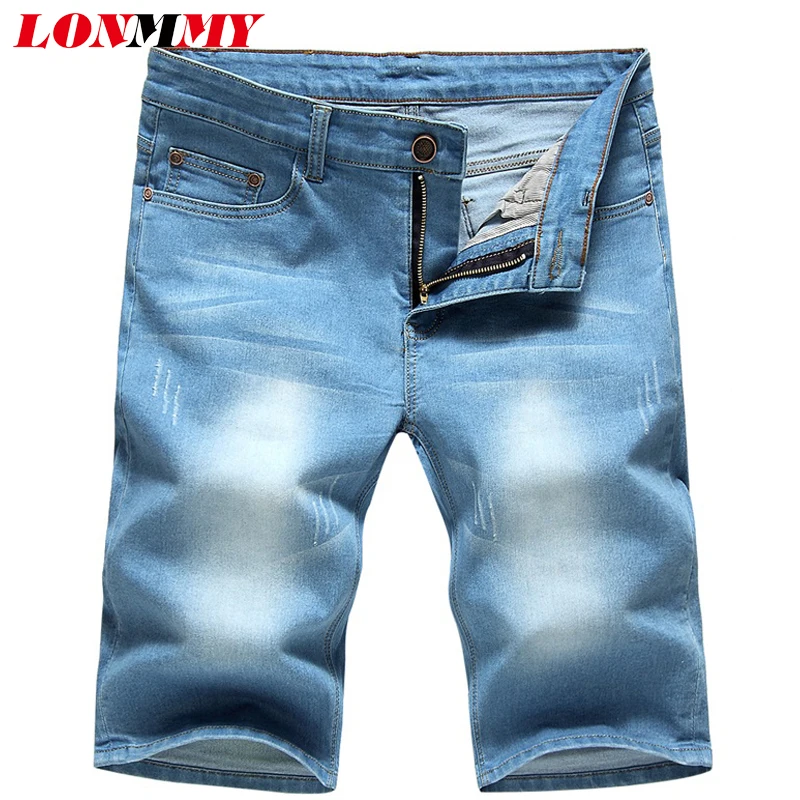 LONMMY Casual Shorts mens hip hop skinny slim fit Hole jeans shorts men clothing Fashion Denim blue New 2018 Summer Мужская одежда