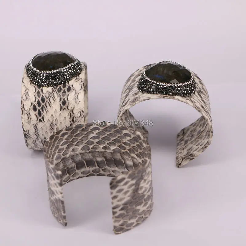 3 шт. натуральный Лабрадорит Драгоценный Камень Браслет из змеиной кожи ширина 40