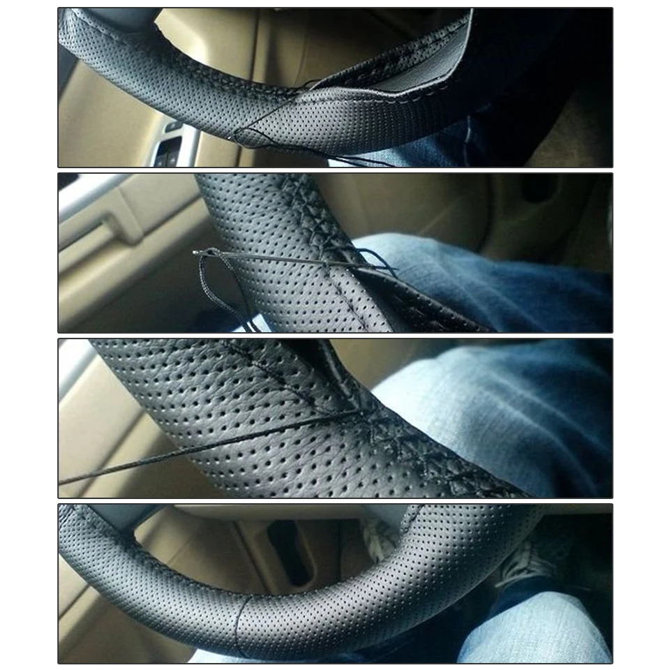 Автомобильные чехлы BOOMBLOCK 38 см, Кожаный руль для Mazda 3 6 Toyota Avensis C-HR peugeot 307 407 308 Alfa аксессуары Romeo