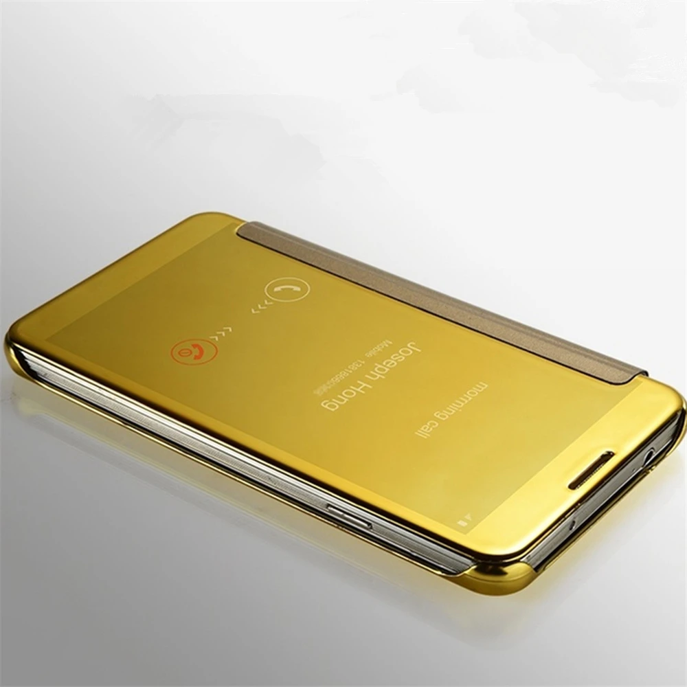 Plating Clear View Mirror Flip wallet phone cases For Samsung Galaxy J3 J5 J7 J330 J530 J730 2017 A3 A5 A7 EU Case |