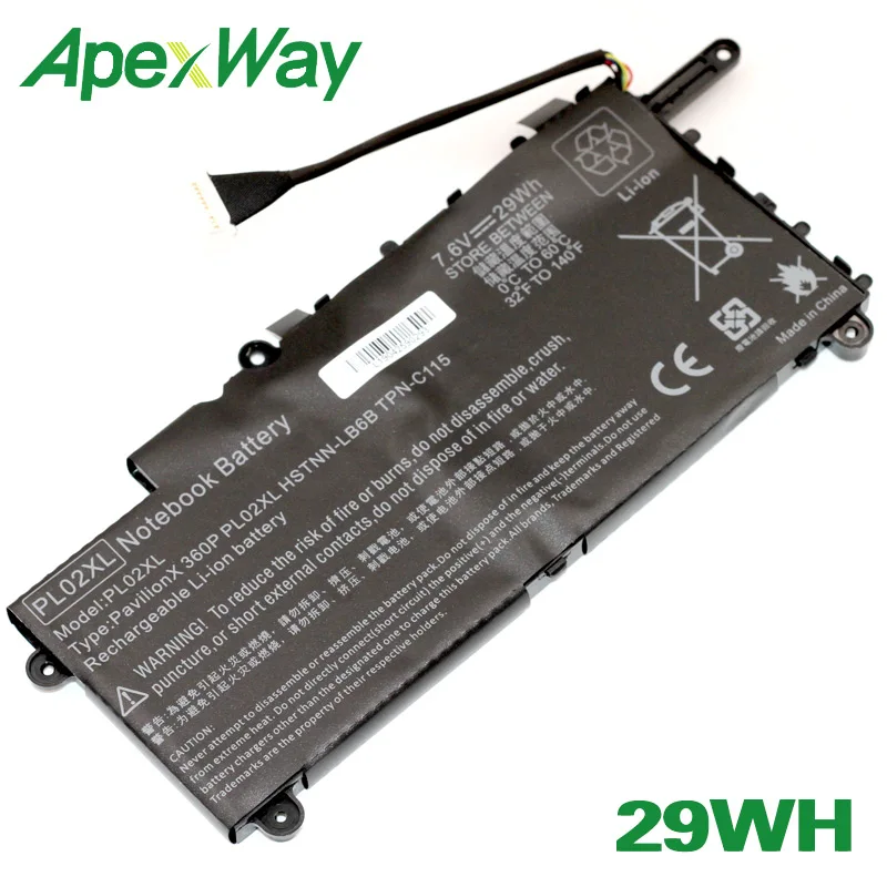ApexWay 29WH PL02XL 751681 421 HSTNN LB6B DB6B батарея для HP Pavilion 11 n010dx n000snx X360|Аккумуляторы ноутбуков|