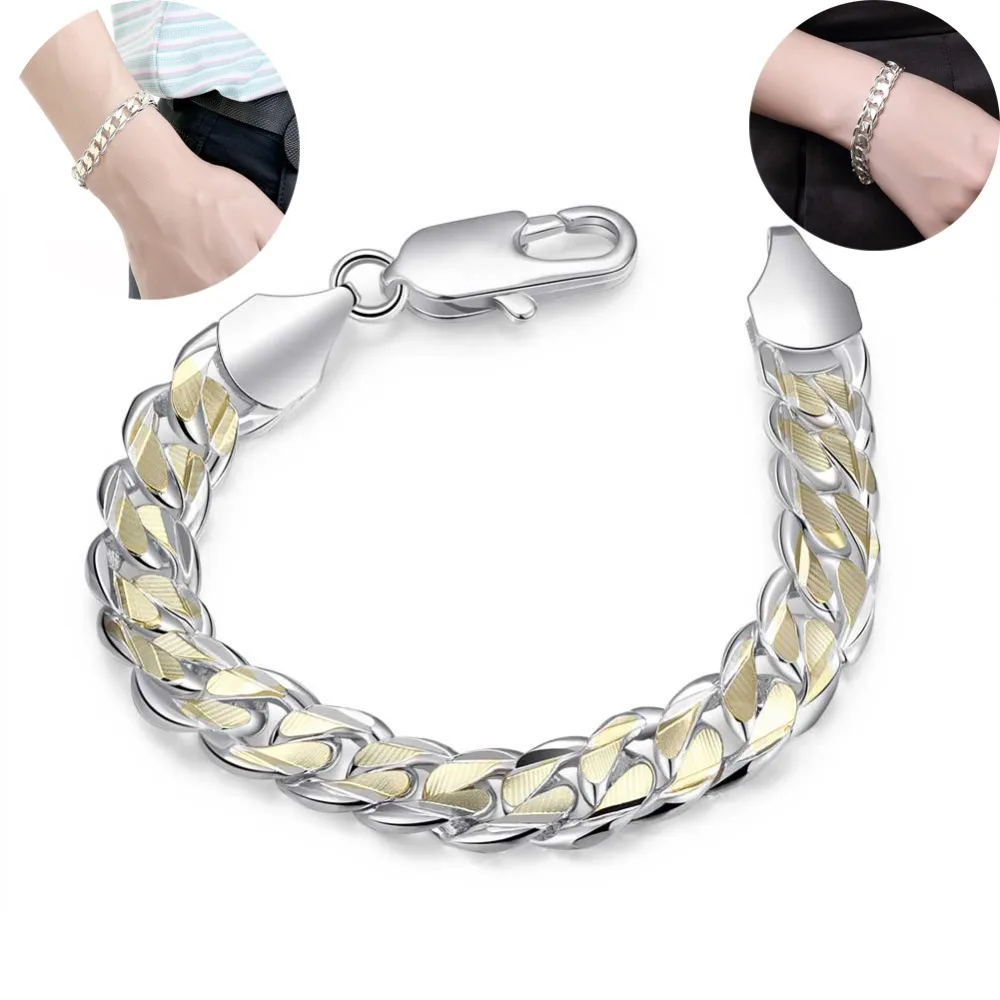 Color Separation Sideways Lobster Clasp Bracelet Silver Fashion Circle Charms Bracelets &amp Bangle Men Women Accessories Gifts | Украшения