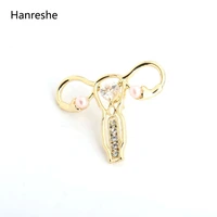hanreshe womans womb shape pin pink pearl and heart crystal gynecology medicine symbol jewelry for nursedoctor fashion brooch