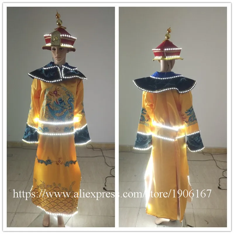Яркая светящаяся одежда императора китайское традиционное древнее платье шоу
