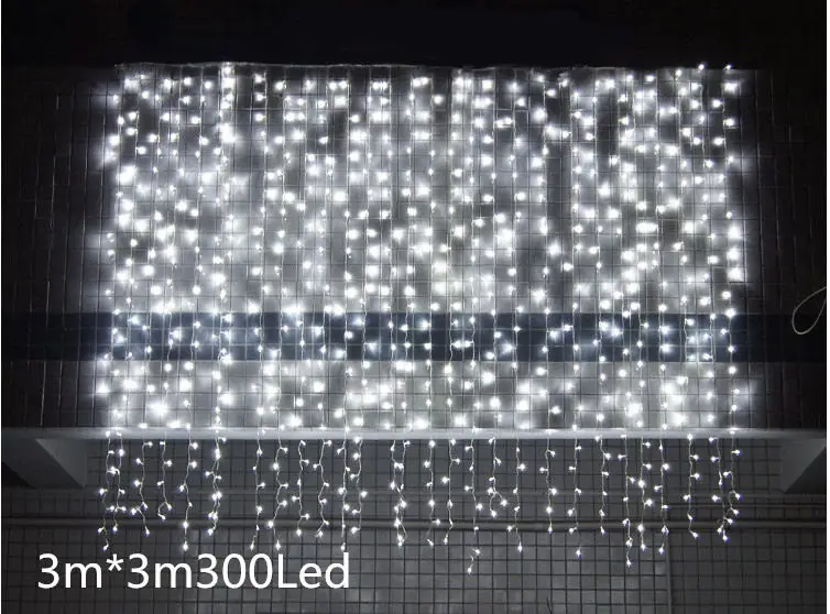 3x3m 300Led White Рождественские украшения для дома Светодиодная гирлянда елочные украшения Рождественские украшения Navidad Новогоднее украшение. Q - Цвет: 3x3m 300Led White