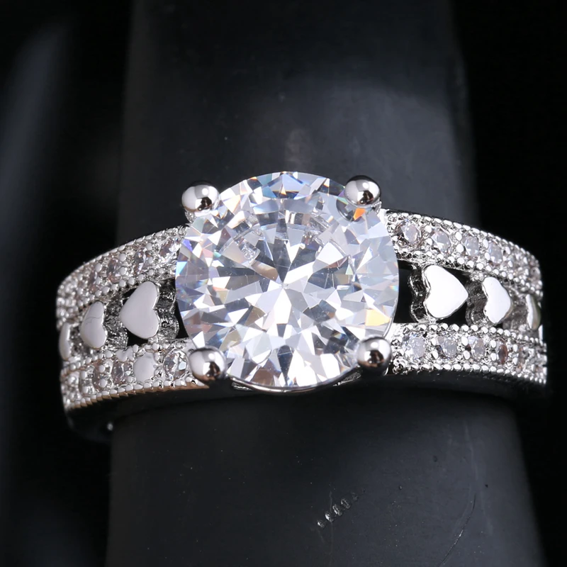 Впечатляющие Белый Цирконий 925 стерлингового серебра женские Модные Jewelry Кольца