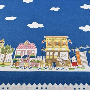 1 Piece 50x145cm Chainho, дом под облаком, набивной хлопок льняная ткань для поделок стеганое и швейное диван, скатерть, материал подушки, пол метра - Цвет: 1 Piece 50x145cm