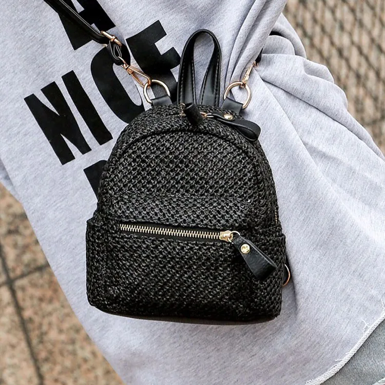 Модные соломенные женские рюкзаки богемная плетеная Пляжная сумка Школьный