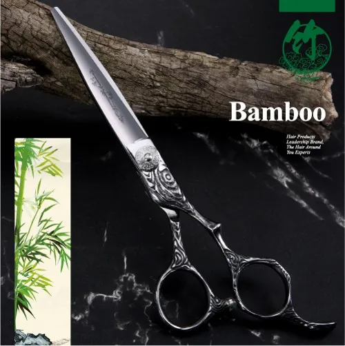 Bamboo Fenice винтажные ножницы для волос с гравировкой 6,0 дюймов японские VG10 Парикмахерские ножницы из нержавеющей стали tijeras de peluqueria профессиональные - Цвет: Bamboo
