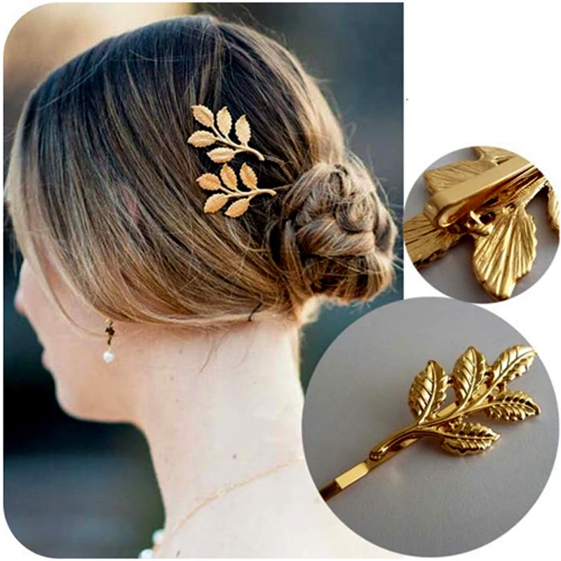6 шт./лот Свадебные металлические заколки для волос с золотыми листьями и