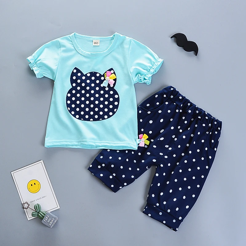 BibiCola/2019 г. Комплекты одежды для маленьких девочек Летняя Детская Хлопковая