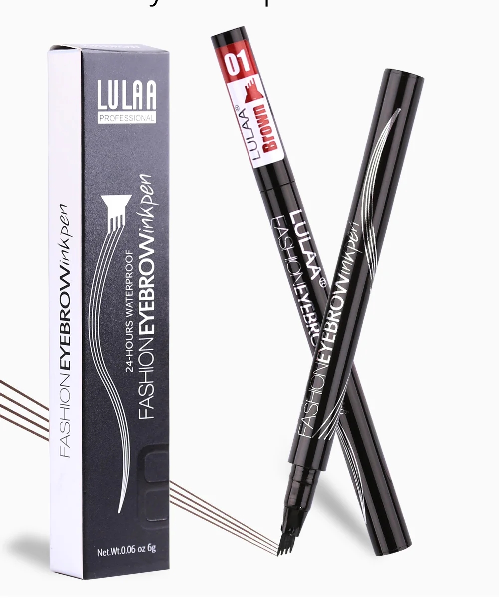 LULAA карандаш для бровей с четырьмя когтями, для бровей, тинт для макияжа, водостойкий натуральный карандаш для бровей, четыре цвета, коричневый, черный, серый, кисть, косметика