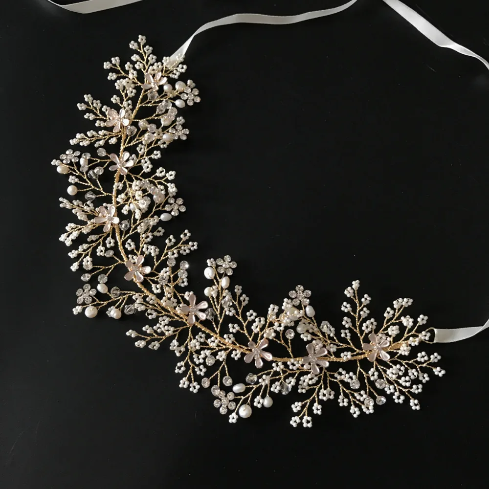 Жемчуг ветка волос лоза свадебный головной убор ручной работы цветочный обруч