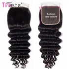 Tinashe Волосы Бразильские свободные глубокая волна Кружева Закрытие бесплатносредняя часть натуральный цвет Remy человеческие волосы 5x5 дюймов швейцарская шнуровка