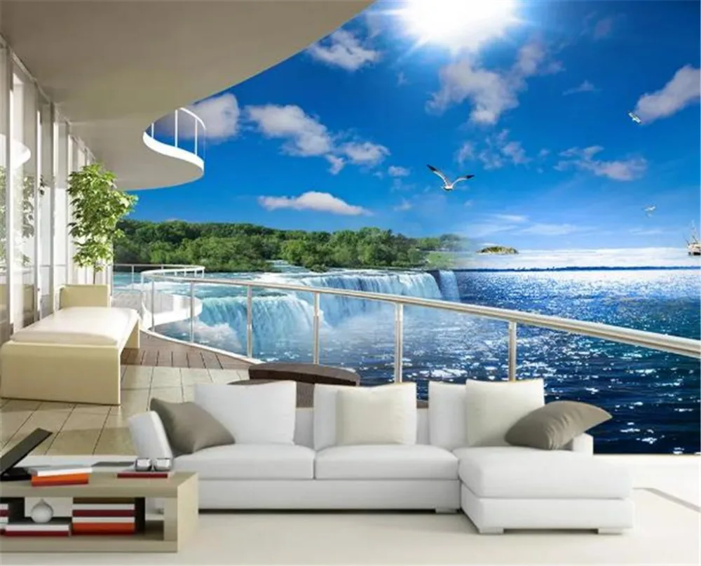 Custom Any Size 3D Mural Wallpaper Beautiful Sea View Living Room Sofa TV Background Wall Decoration Wallpape | Обустройство дома