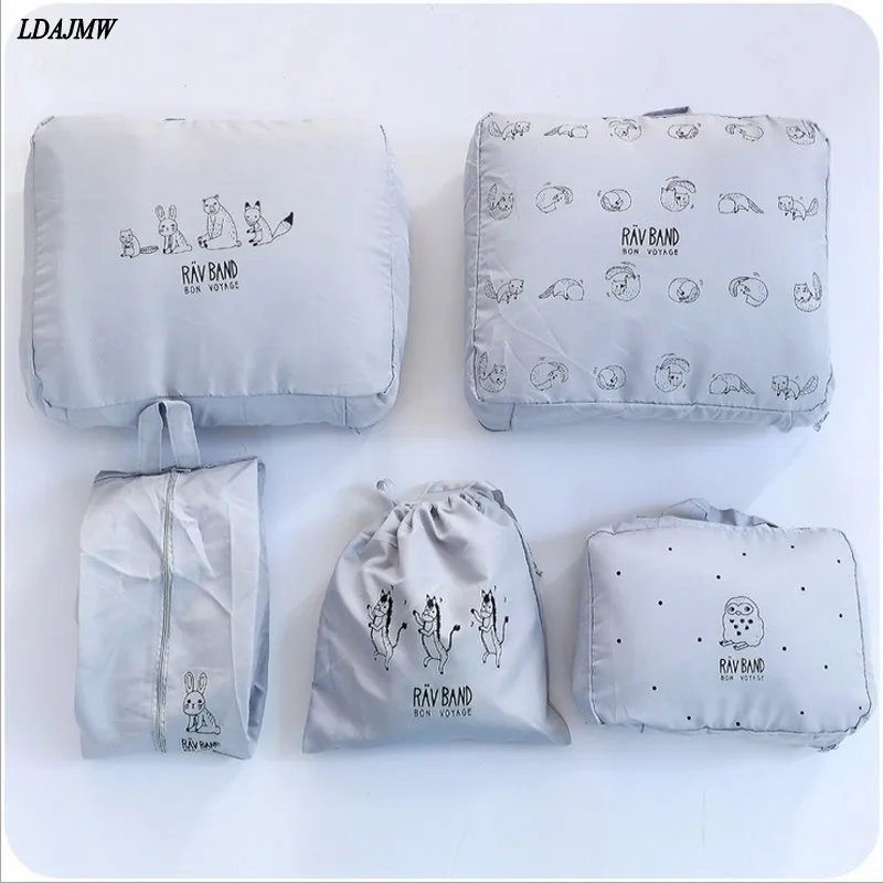 Набор из 5 штук милых животных. Переносные сумки для хранения одежды с молнией органайзер для чемоданов, ручной сумки и отделителя контейнера.