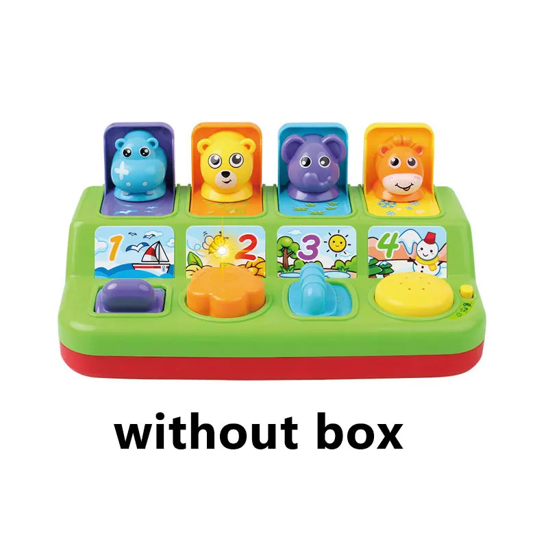 without box Музыкальная легкая обучающая Интерактивная всплывающая игрушка в форме животных для малышей, обучающая развивающая игрушка для малышей - Цвет: without box