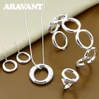 Серебро 925 пробы, O-образное ожерелье, серьги, Открытый браслет, кольца, модные ювелирные изделия