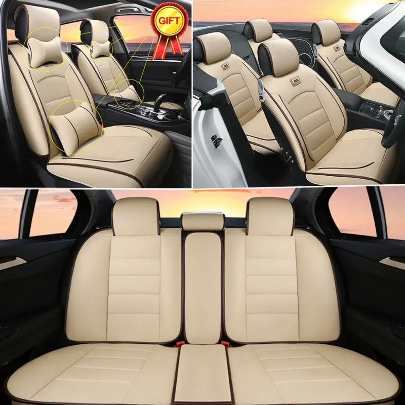 

GLCC Universal PU leather Car Seat Cover Full Front+Rear Cushion 5-Seat Waterproof Car Seat Cushion Pad Protection