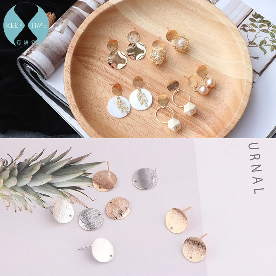 

Copper DIY handmade earrings long temperament fashion simple concave round Earrings materials Earrings accessories