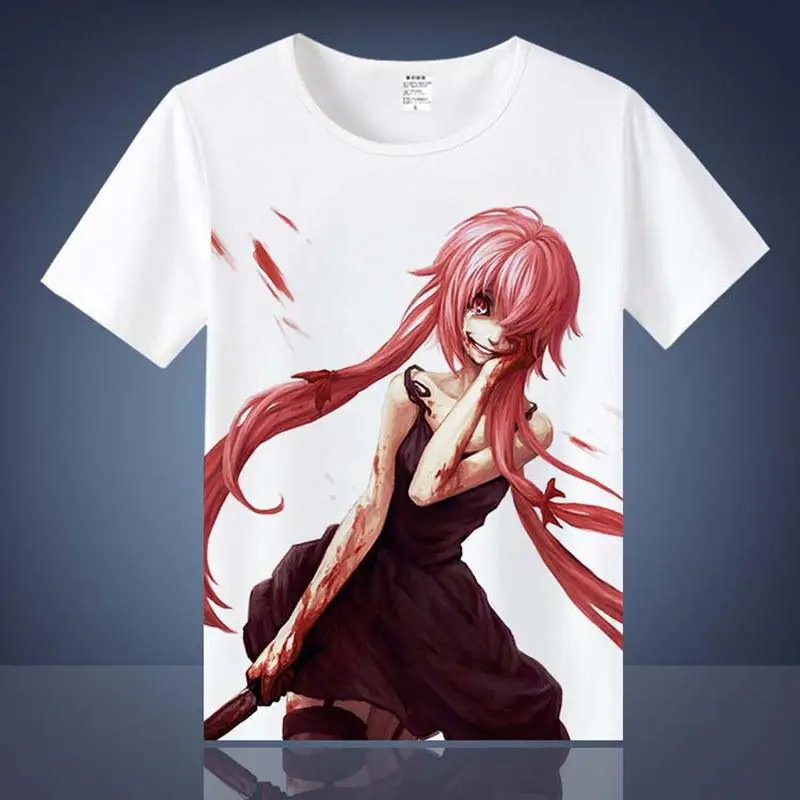 Футболки Mirai Nikki Gasai футболки Юно с рисунком аниме коротким рукавом Amano Yukiteru